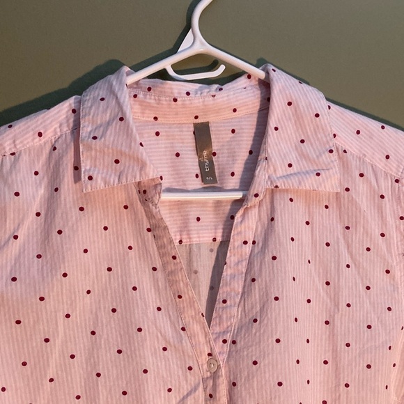 Thyme Maternity Pink Polka Dot Blouse with Relaxed Fit - Picture 3 of 13